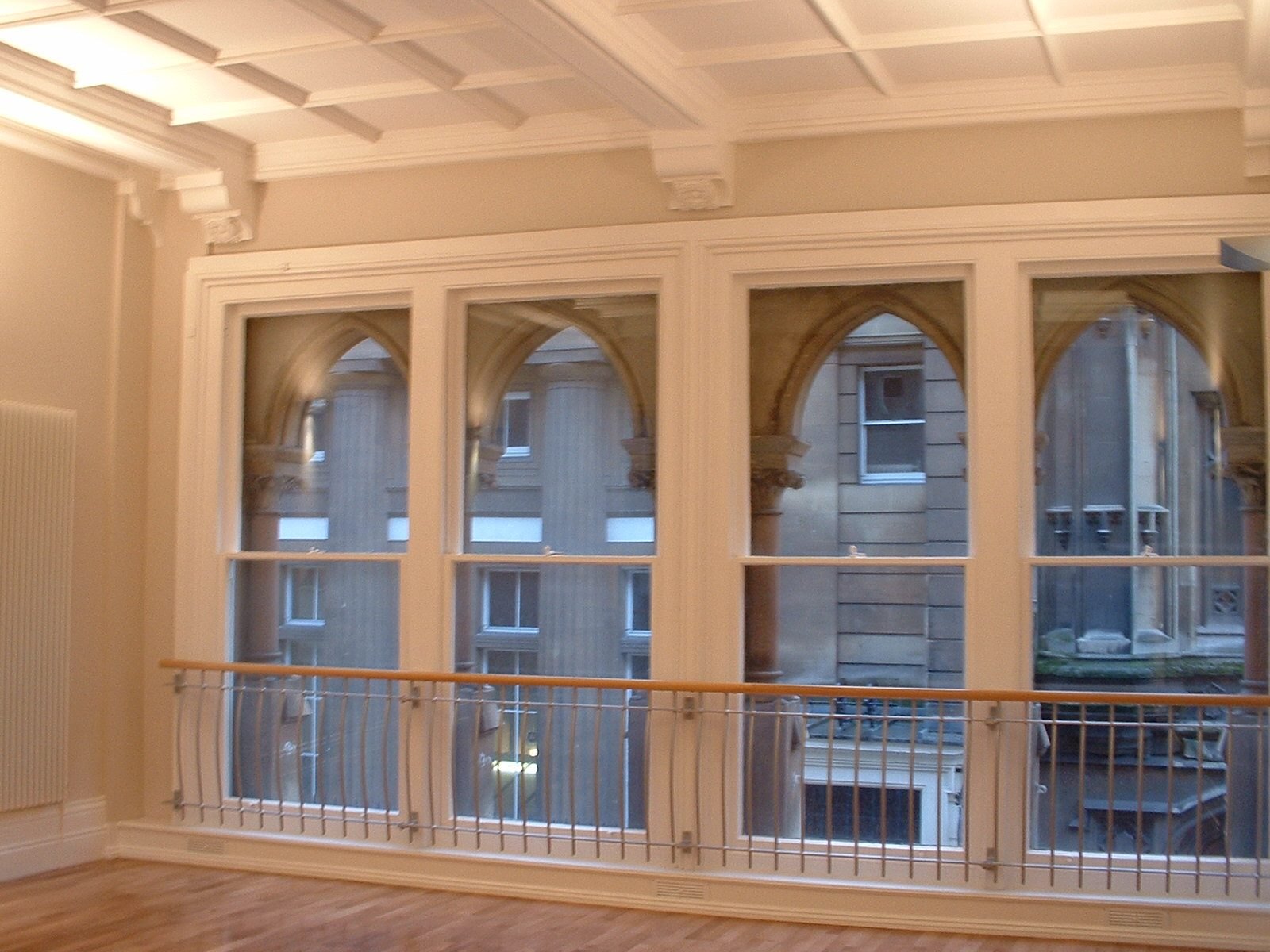 Behind the great first-floor arches: the finished room in February 2003