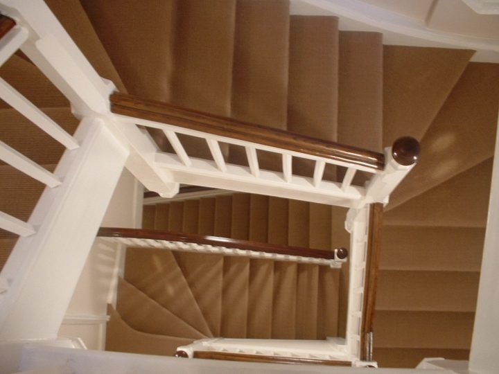 Looking down the restored staircase