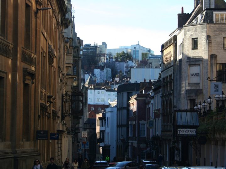 A picture of Broad Street in Bristol, England.