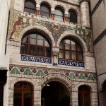 Edward Everard office front, finished 1901 with the decorative design of the Polychromatic 'Carrara' marble-ware faience undertaken by WJ Neatby,