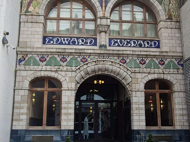 A picture of the entrance to the Clayton Hotel, Bristol; the building's façade was a part of the former Everard's