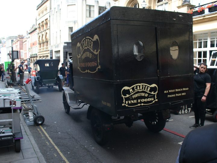 A picture from a public filming for the Doctor Who special The Giggle in Bristol, United Kingdom. This picture is