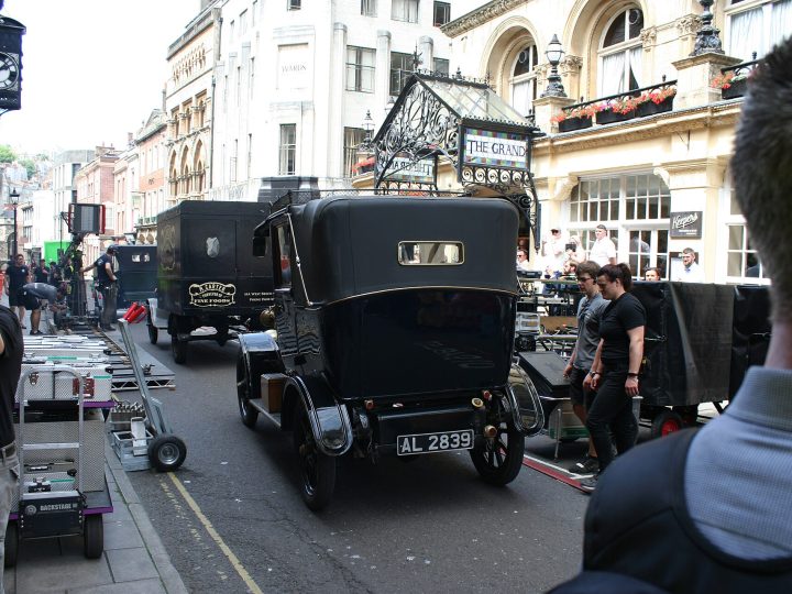 A picture from a public filming for the Doctor Who special The Giggle in Bristol, United Kingdom. This picture is