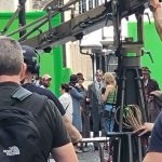 A picture from a public filming for the Doctor Who special The Giggle in Bristol, United Kingdom. This picture depicts
