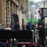 A picture from a public filming for the Doctor Who special The Giggle in Bristol, United Kingdom. Catherine Tate can