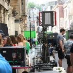 A picture from a public filming for the Doctor Who special The Giggle in Bristol, United Kingdom. David Tennant can